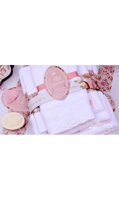 Trusou de botez cu bujori motive florale pe nuante elegante de roz si corai  12
